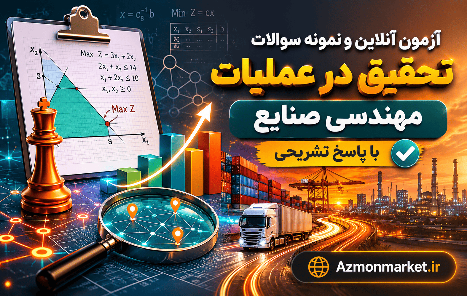 آزمون آنلاین و نمونه سوالات تحقیق در عملیات مهندسی صنایع با پاسخ تشریحی